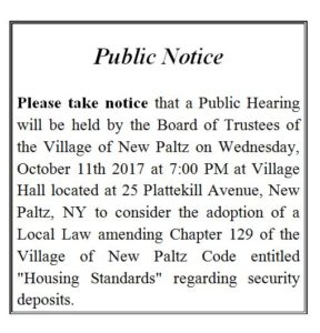 Reminder: Public Hearing For Proposed Security Deposit Return Law 10/11 ...